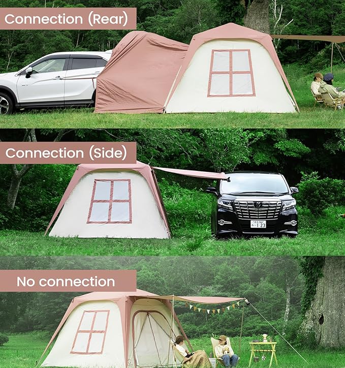 S'More Glamping Tent with Porch, 2/3/4/5/6 Person Durable Weatherproof Camping Tent, Large Family Tent with Room Divider, Easy Setup Tent with Screen Room