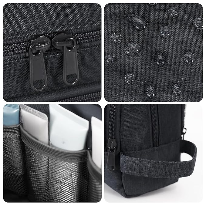 Toiletry Bag for Men Hanging Dopp Kit Water Resistant Shaving Bag Small Toiletry Bag for Traveling (Denim Pure Black)