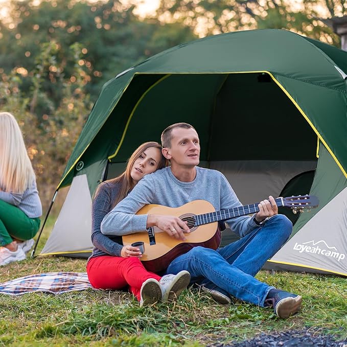 4 Person Blackout Camping Tent, Easy Setup Waterproof Family Dome Tent for Camping with Rainfly, Portable Double Layer Large Family Tent for Outdoor Camping&Hiking