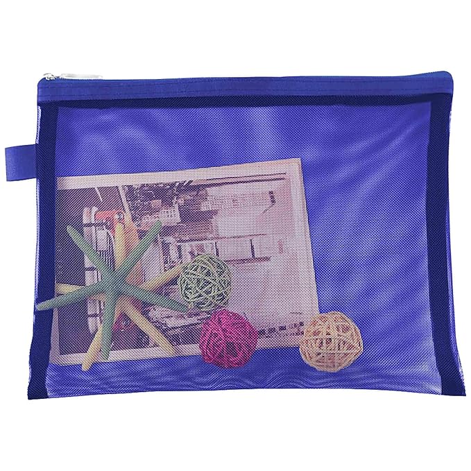 Clear Cosmetic Bags Zip Makeup Mesh Bags Pencil Case Pouch Travel Toiletry Kit Set Storage Case ((6A+5A)*3 Dark Blue)