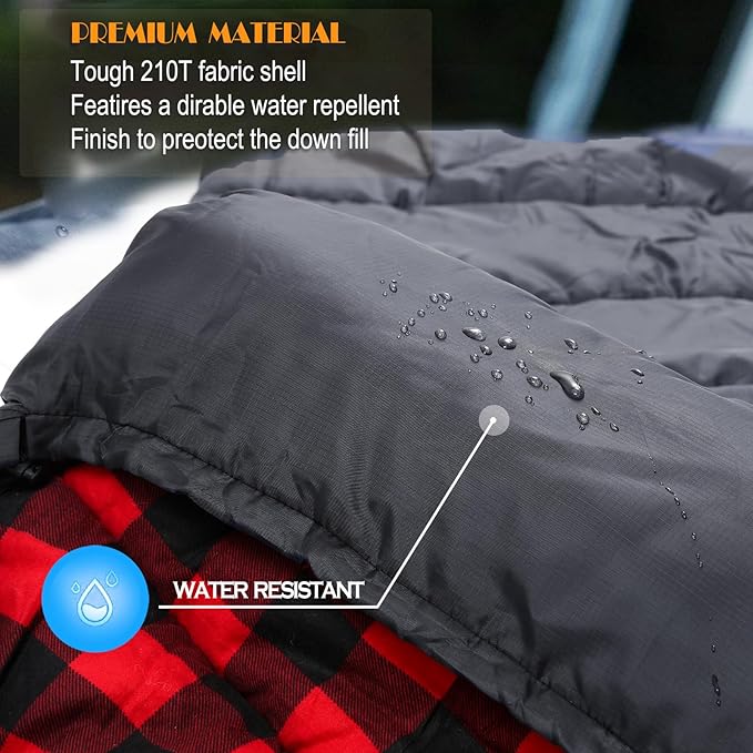 0 Degree Sleeping Bag Cotton Flannel Sleeping Bags for Adults Cold Weather Camping Winter Zero Degree Warm Weather Big and Tall