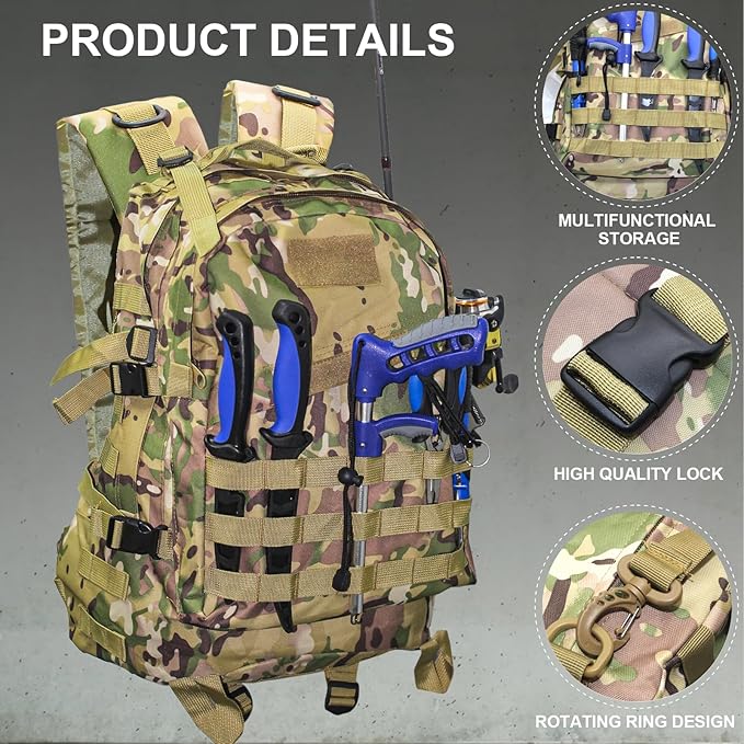 Lightweight Fishing Tackle Backpack Professional Water-Resistant All-in-One Rod Holder & Gear Storage