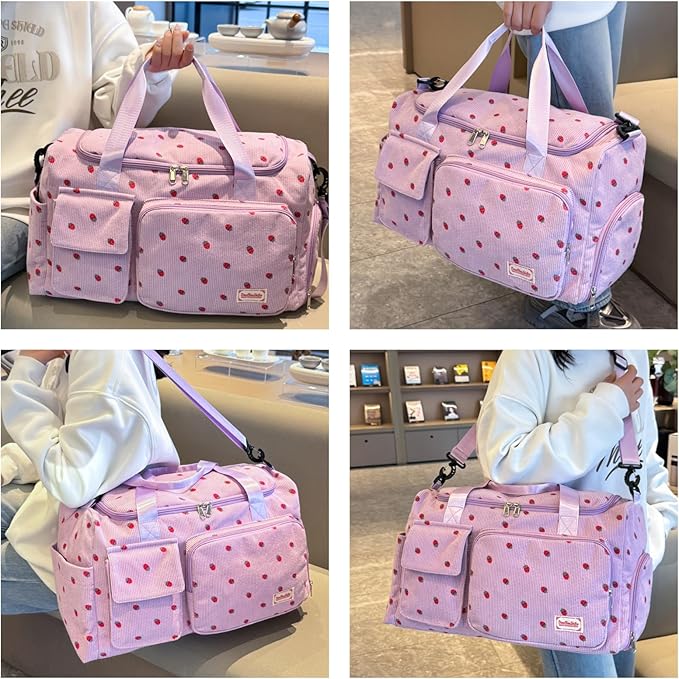 Small Gym Bag for Women, Travel Duffle Bag Carry On Weekender Bag with Shoe Compartment