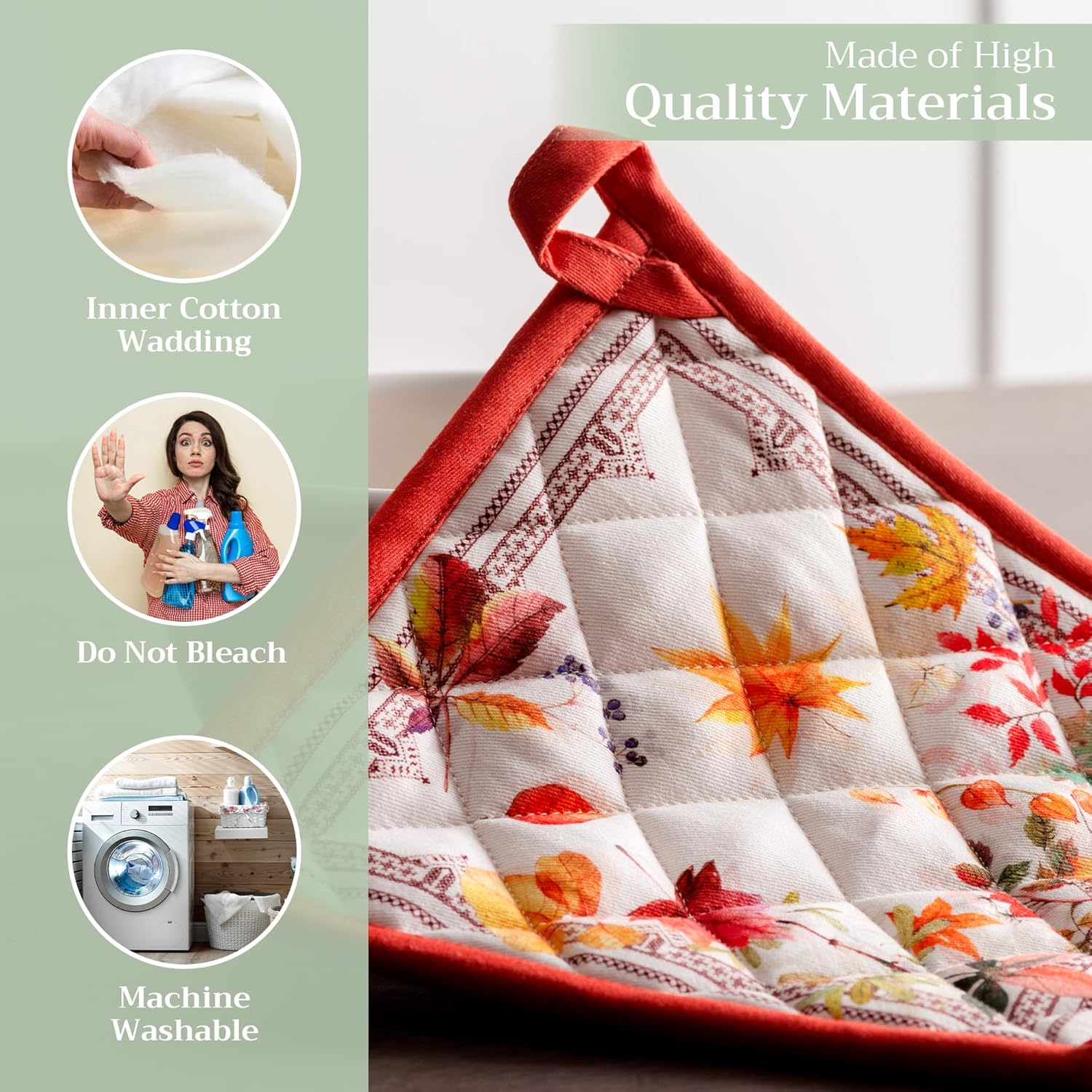 Maison d' Hermine Pot Holders Set 100% Cotton Heat Resistant Potholders 8" x 8" Hot Pads with Loop BBQ, Cooking, Baking, Grilling, Kitchen, Handling Hot Pans (Pack of 2, Amarante)