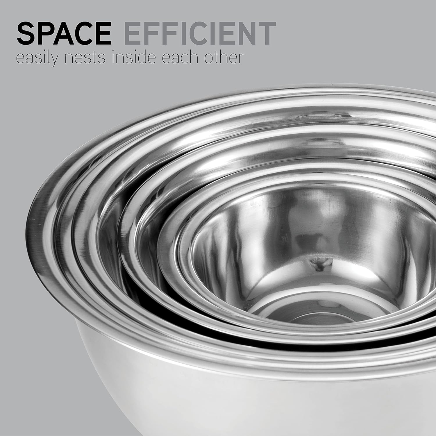 COOK WITH COLOR Stainless Steel Mixing Bowls Set - Nesting Bowls, 6 Pieces, Silver