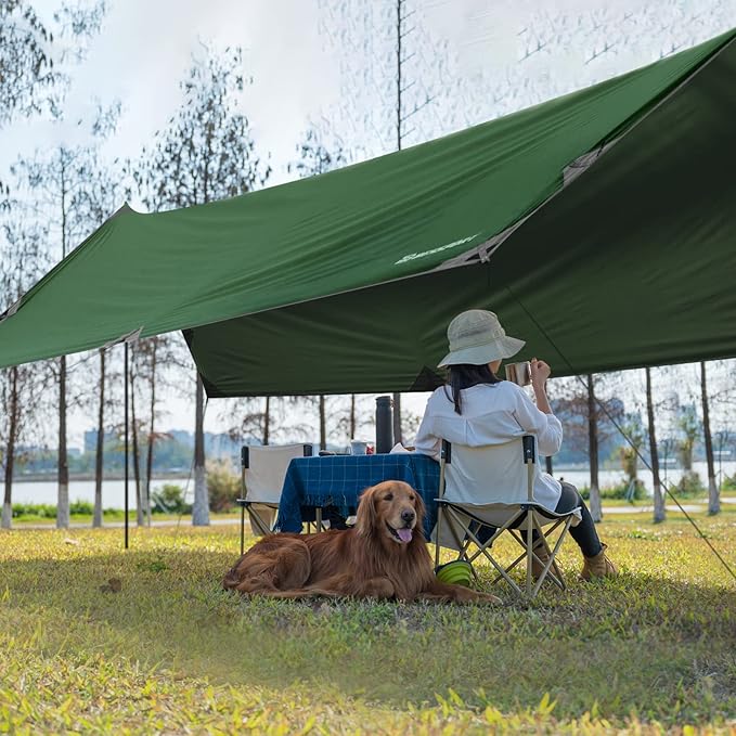 Bessport Camping Tarp, 169.8FT with 2 Poles, Lightweight Car Awning Sunshade, Portable Multifunctional Backpacking Rain Fly Hammock for Outdoor, Traveling