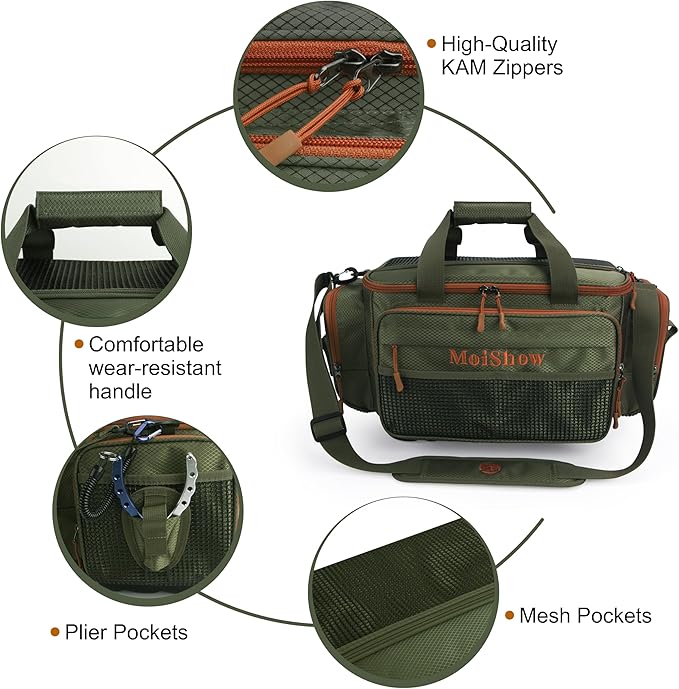 Fishing Tackle Box Bag - Fishing Bags for Saltwater or Freshwater (#Green) Fishing Tackle Bags - Padded Shoulder Strap - Tackle Bag for 3600 3700 Tackle Box