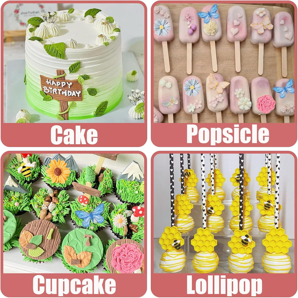 Flower Silicone Cake Mold 6 Pcs, Mini Leaf Fondant Mold for Chocolate Fall Silicone Molds Cake Decoration Candy Sugar Cupcake Topper Cake Pop Popsicle Polymer Clay Crafts