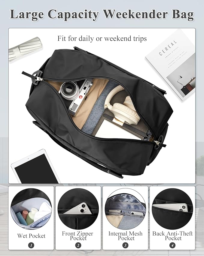 Gym Bag Womens,Travel Duffel Carry on Bag Sport Tote Bag Weekend Overnight Bag