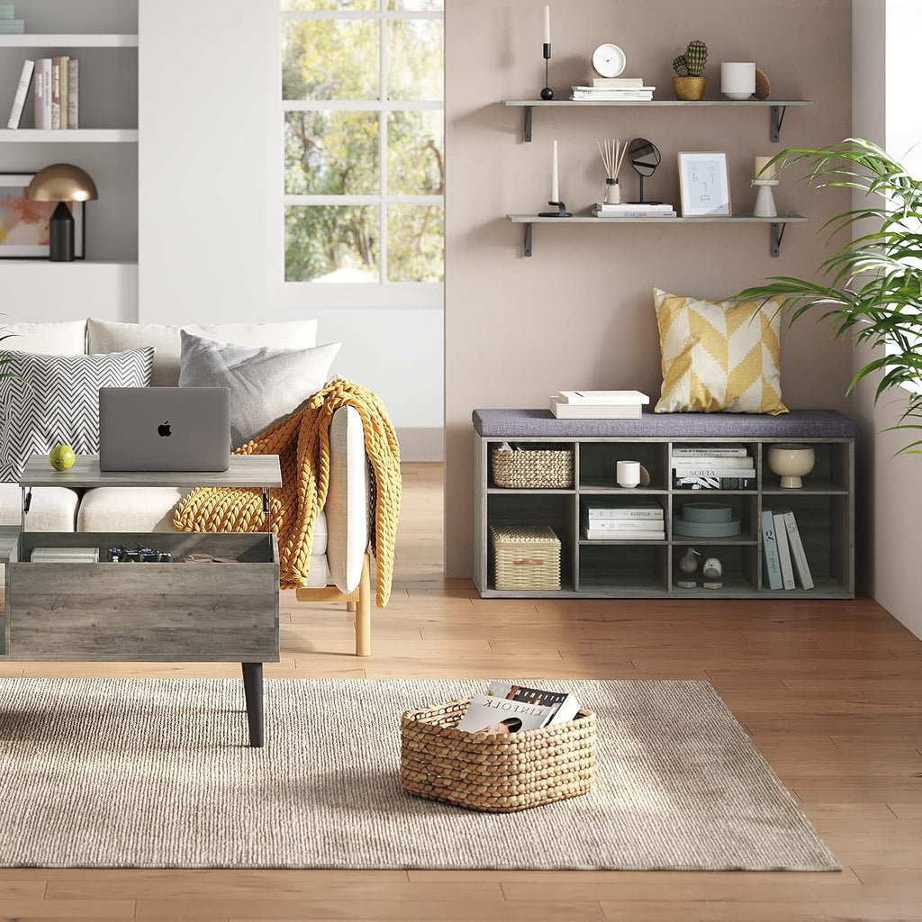 DINZI LVJ Long Wall Shelves, 39.4Inch Wall Mounted Shelves Set of 2, Easy-to-Install, Wall Storage Ledges with Sturdy Metal Brackets for Living Room, Bathroom, Bedroom, Kitchen, Grey Wash