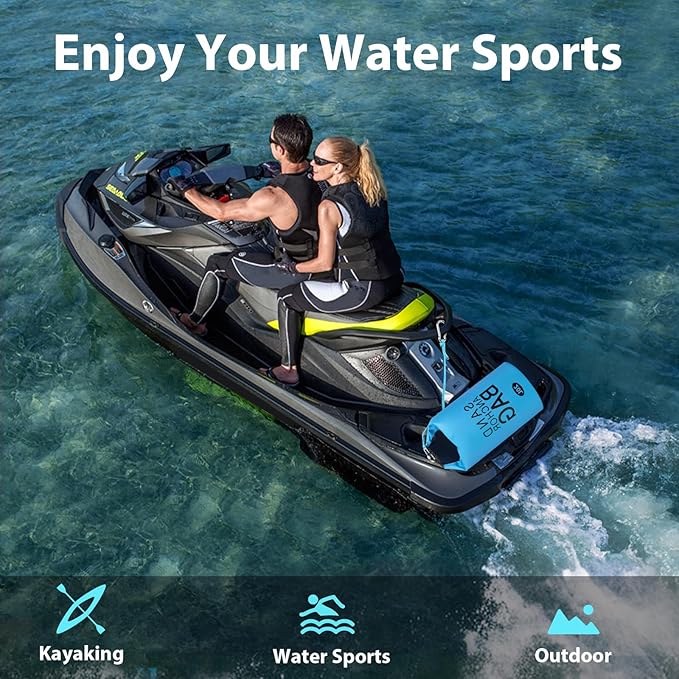 20L Sand Anchor Bag, 2 in 1 Jet Ski Anchor Kit for Float with Adjustable Buoy, Waterproof Dry Bag for Jetski, Kayak, Boat, Water Sports - Blue