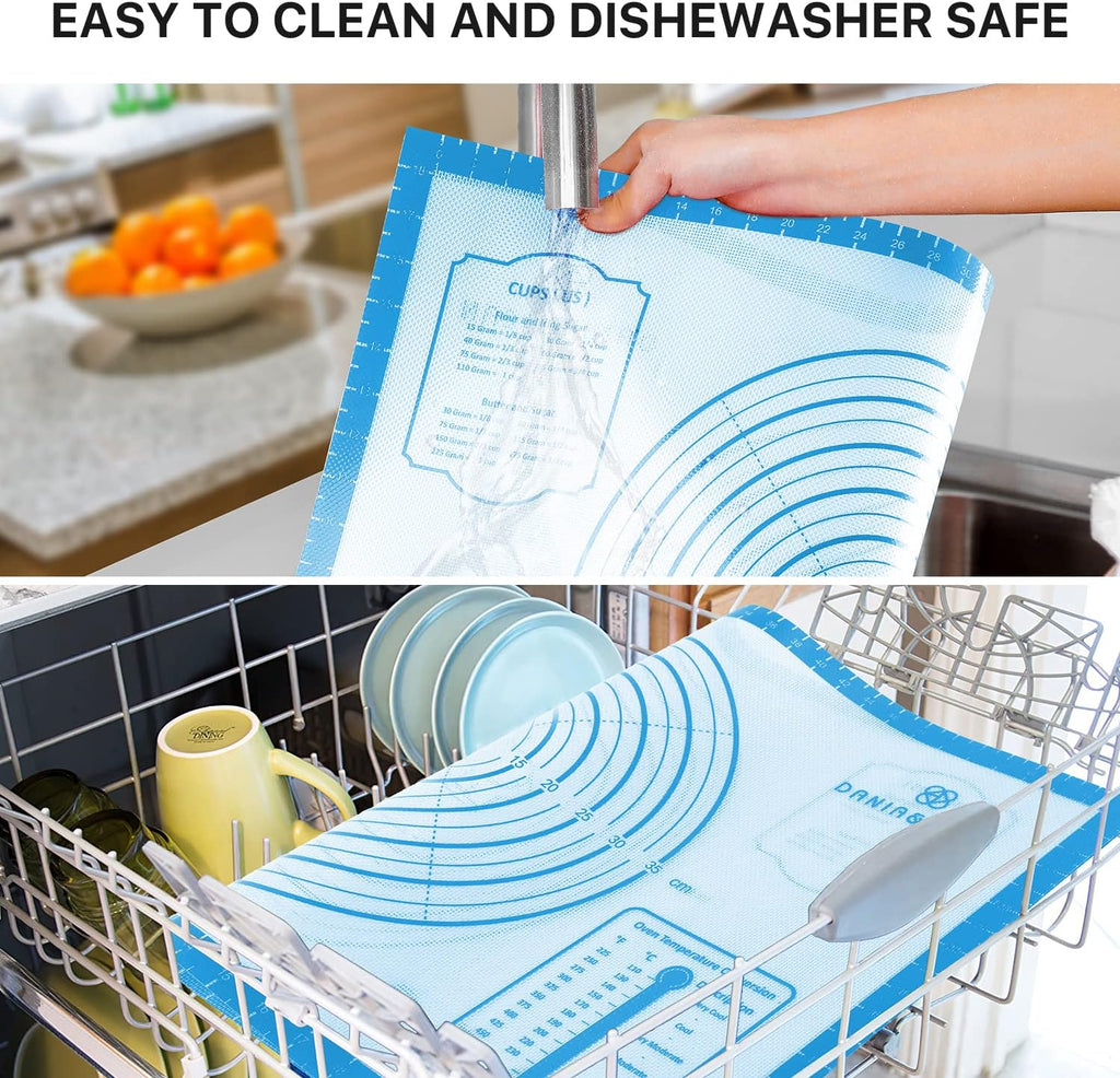 Silicone Pastry Mat,26" x 16" Nonstick Large Durable Silicone Sheet Mat with Measurement Non-slip Dough Rolling Mat for Pie Crust, Pizza, Cookies