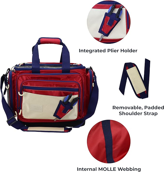OSAGE RIVER Fishing Tackle Bag with Tackle Boxes, Saltwater Fishing Gear Bag, Tackle Box Organizer with Waterproof Non-Slip Bottom, Padded Shoulder Strap, and Fishing Pliers, Fishing Gifts for Men