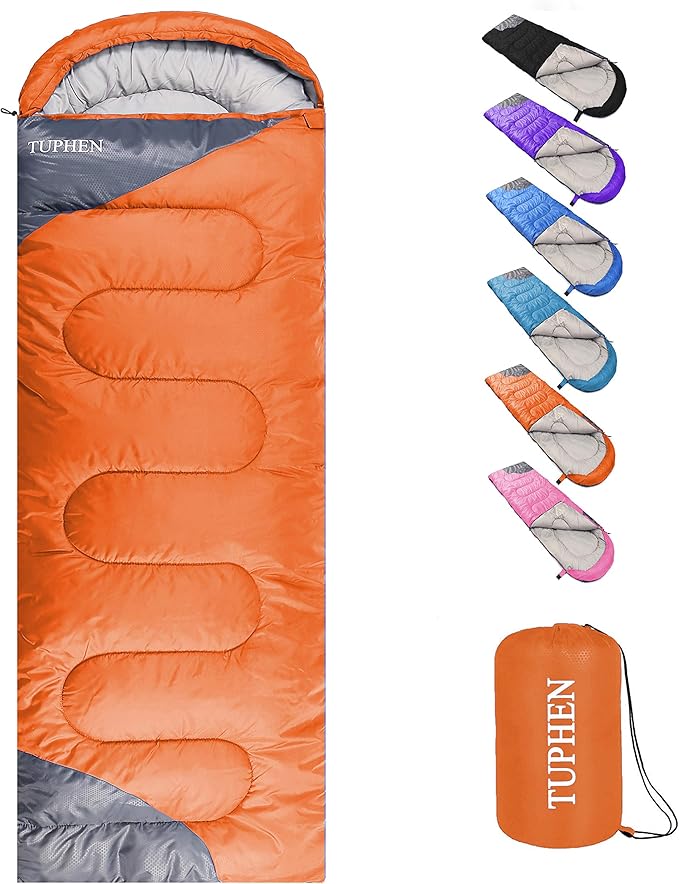 tuphen- Sleeping Bags for Adults Kids Boys Girls Backpacking Hiking Camping Microfiber Liner, Cold Warm Weather 4 Seasons Indoor Outdoor Use, Lightweight & Waterproof