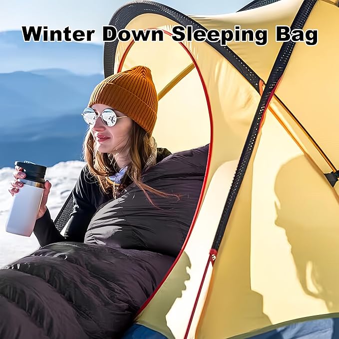 Ultralight Down Sleeping Bag for Adults with 600 Fill Power, Compact Sleeping Bag with Compression Sack for Backpacking, Hiking and Camping