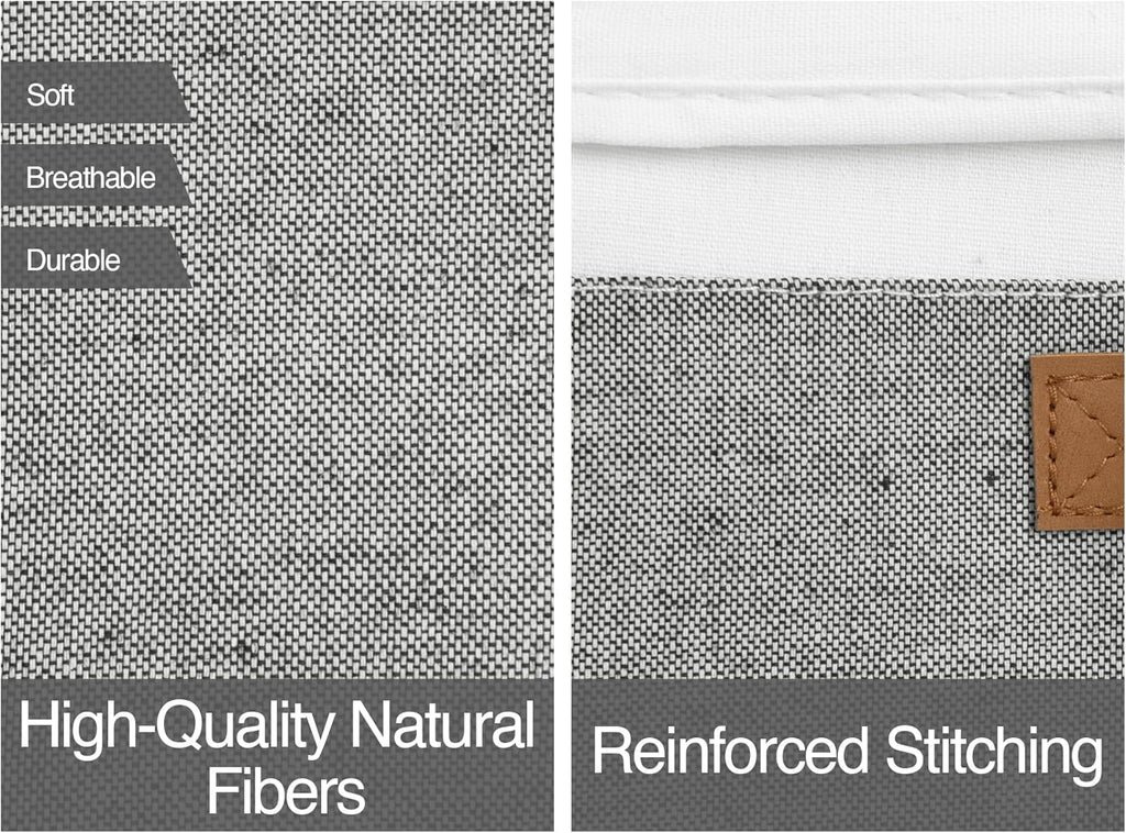 StorageWorks Large Storage Bins with Lids, Decorative Storage Boxes with Lid and PU Handles, Foldable Storage Baskets for Closet, Shelves, Stackable, Grey and White, 3-Pack