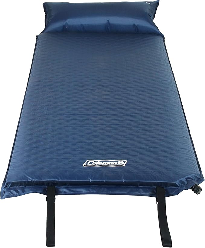 Coleman Self-Inflating Sleeping Pad with Pillow, Lightweight Inflatable Camp Pad with Extra Padding & Quick Deflation, No Air Pump Needed, Great for Camping, Backpacking, Traveling, & More