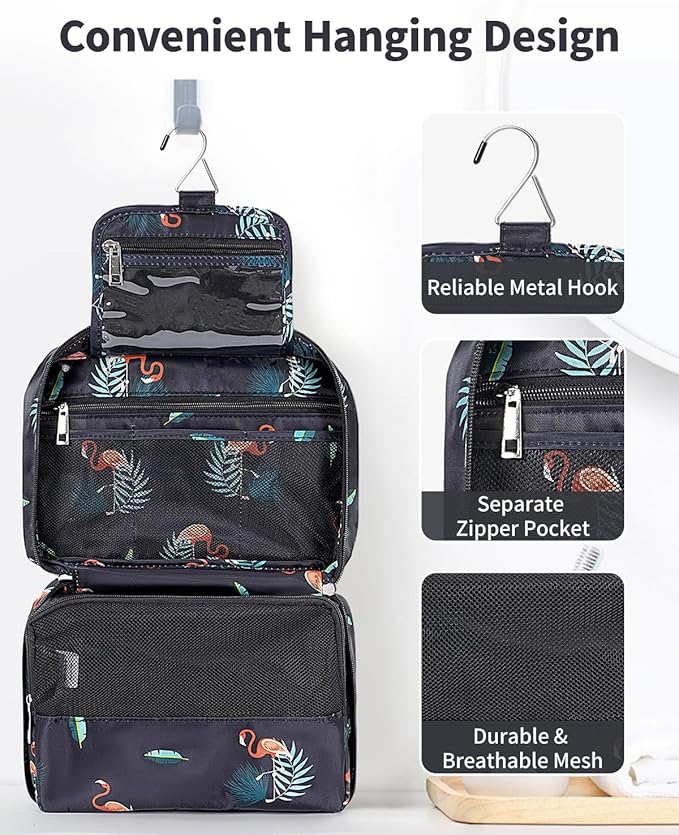 Narwey Hanging Travel Toiletry Bag Cosmetic Make up Organizer for Women and Girls Waterproof