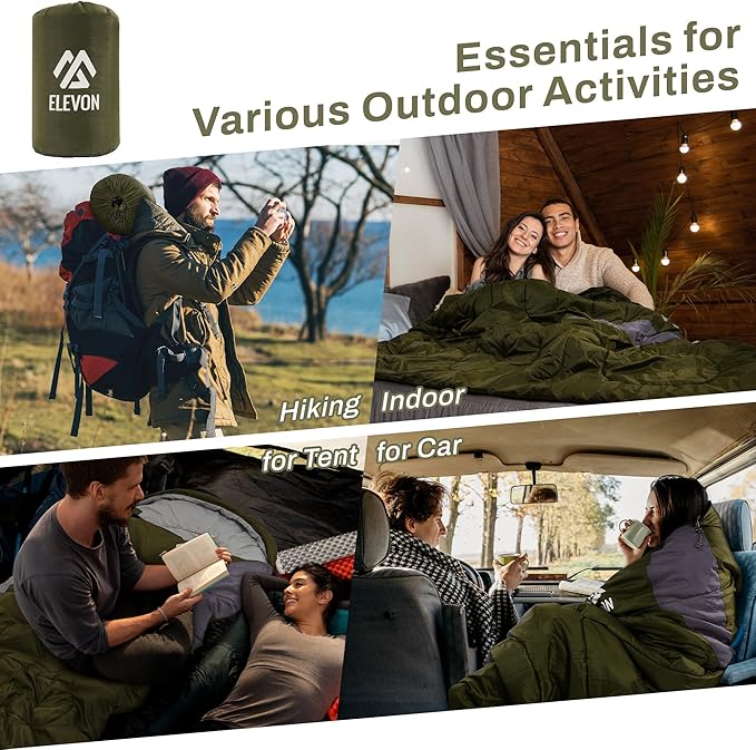 Sleeping Bag for Adults Teens Kids Cold Warm Weather, Portable Waterproof & Lightweight, Compact with Compression Sack, for 3-4 Seasons Camping, Backpacking, Hiking, Travel, Indoors Outdoors