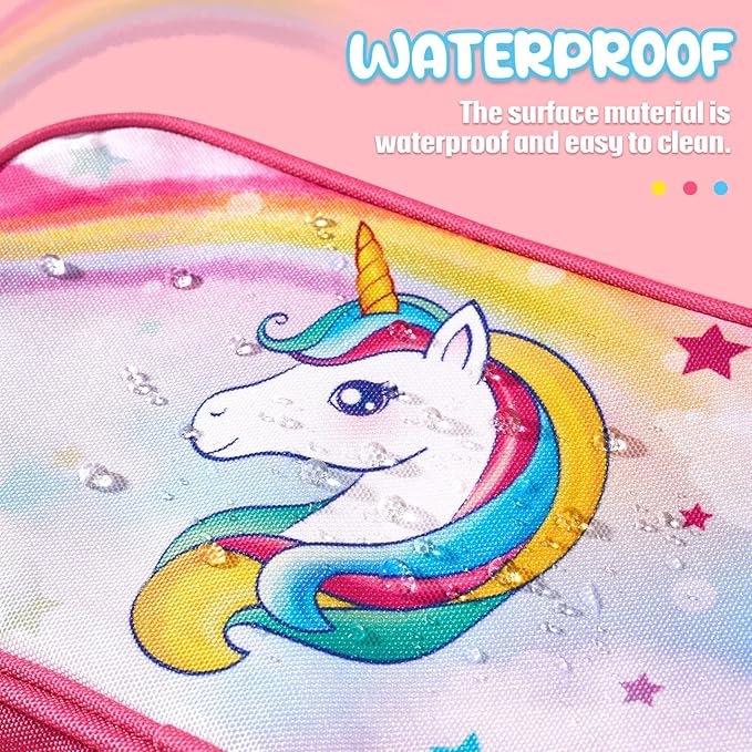 WAWSAM Toiletry Bag for Girls - Kids Toiletry Bag Christmas Birthday Gift Camping Travel Toiletry Case Toiletries Makeup Cosmetic Pouch Pink Water-resistant Wash Bag Dopp Kit with Mesh Pocket