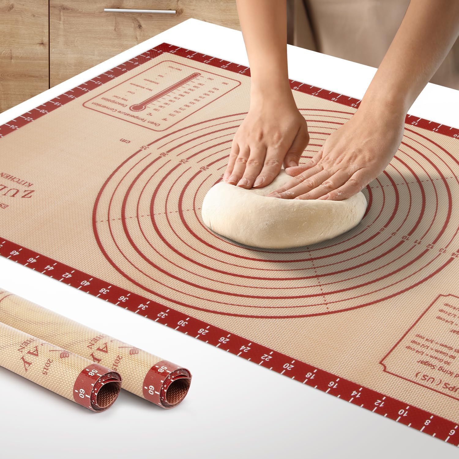 Zulay Kitchen Silicone Baking Mat Sheet - Reusable Silicone Baking Sheet - Easy & Convenient Nonstick Baking Supplies - Mats for Baking - Oven Safe - 16.5"x11.6" (Light Red)