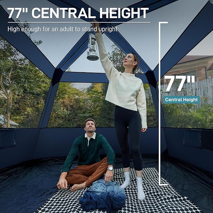 EVER ADVANCED 6 Person Blackout Camping Tent Instant Cabin Tents for Family with Rainfly, 60s Easy Setup, Water-Resistant Orange