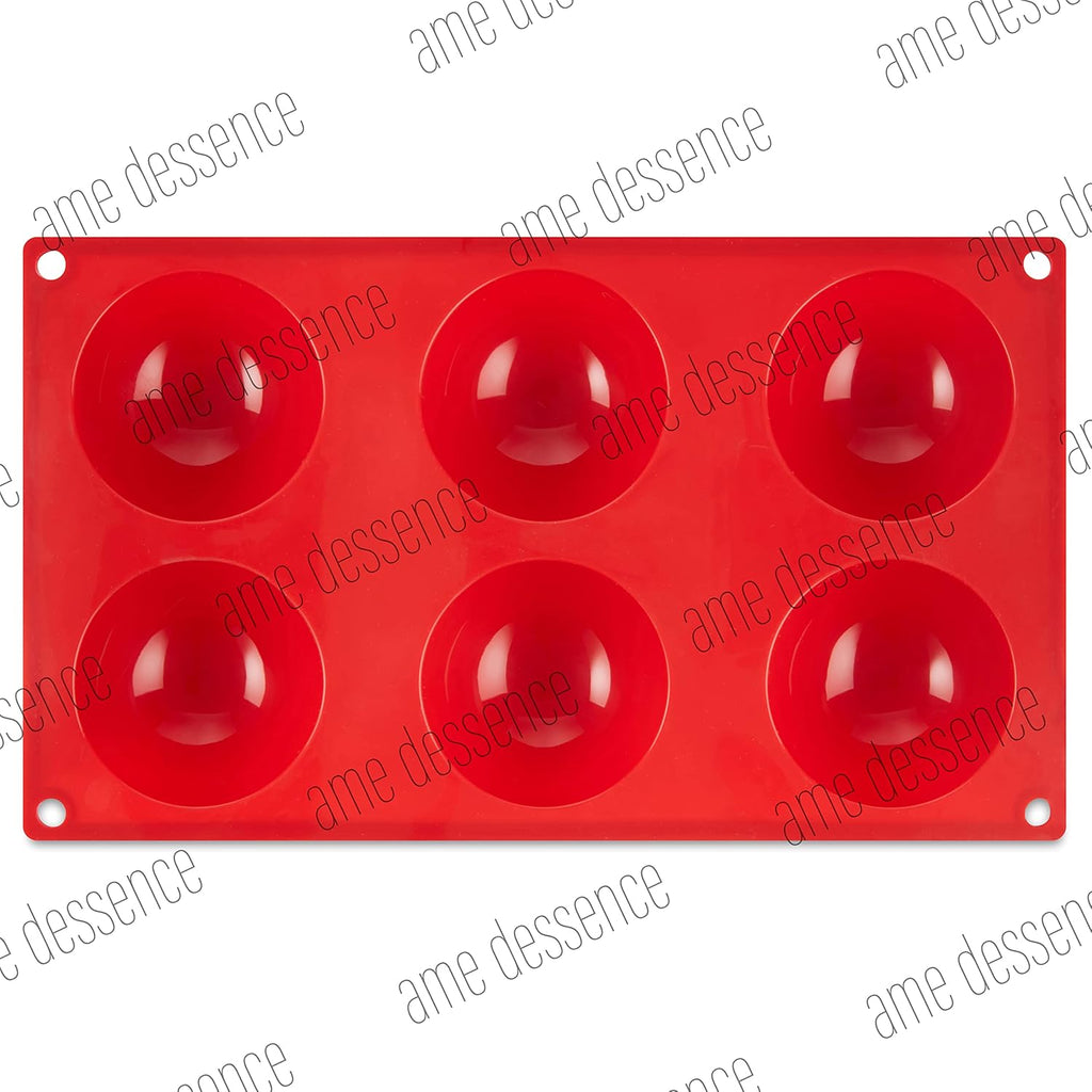 AME D'ESSENCE Hemisphere Shaped Silicone Baking Mold - Non-Stick, Flexible, 6-Cup Capacity (2.7 oz), Reusable and Food-Grade - Perfect for Cakes, Muffins, Mousse, and More!