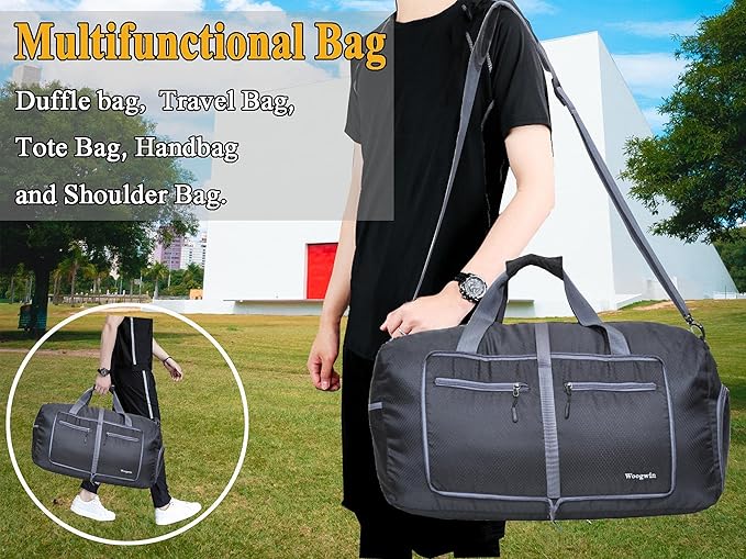 Woogwin Travel Duffel Bag Large Foldable Waterproof Overnight Bag for Beach Swim Bags Pool Sports Gym