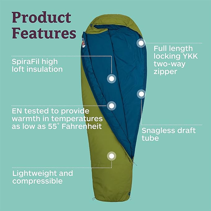 MARMOT Voyager 45° or 55° Mummy Sleeping Bags, Synthetic Spirafil Insulation for Camping & Backpacking
