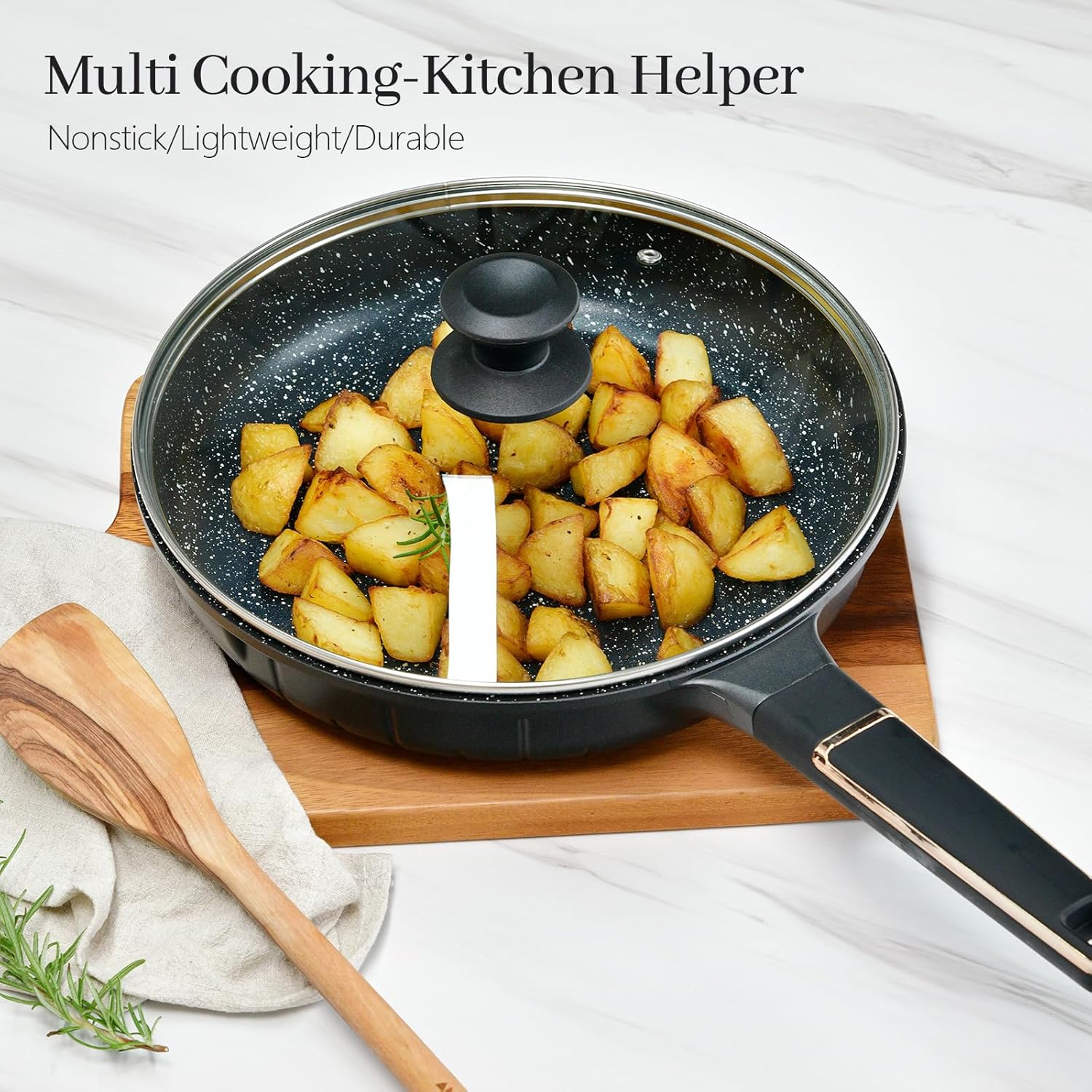 11 In Glass Lid for Frying Pan, Tempered Replacement Cover Compatible with All 11 Inches Cookware for Skillets, Round Cast Iron, Cast Aluminium, Stainless Steel Pans &Pots