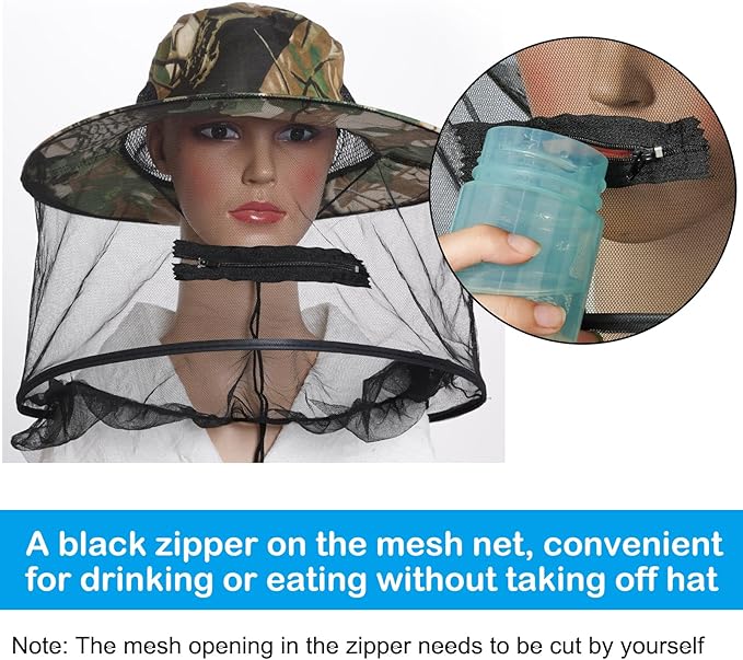 Sucrain 2 Pack Mosquito Head Net Hat Sun Hat Garden Bug Hat with Hidden Net Mesh for Outdoor Gardening Beekeeping