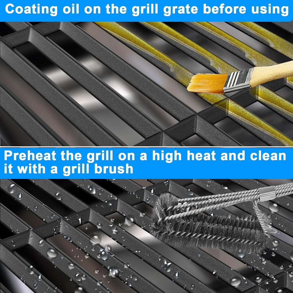 Cast Iron Cooking Grates for Weber Genesis II 400 & II LX 400 Series, Genesis II E/S-410, E/S-435, LX E/S-440, LX E-410/SE-410 Gas Grills, Replacement for Weber 66097 66089, Set of 3