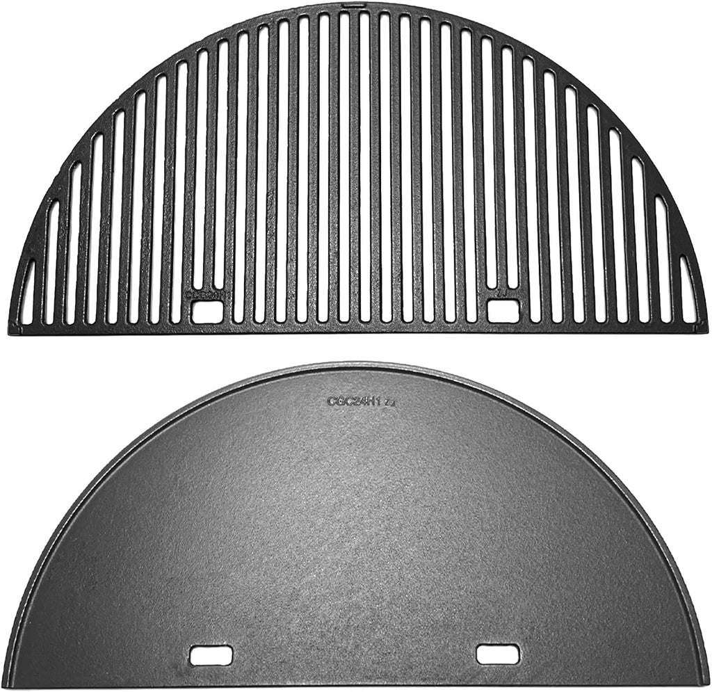 24" Cast Iron Heavy Round Grill Grates and Griddle for BGE, Big Green Egg XL, Weber Summit Kamado E6, S6 Joe Big Joe I, II III Smokers 24-inch Charcoal Grill