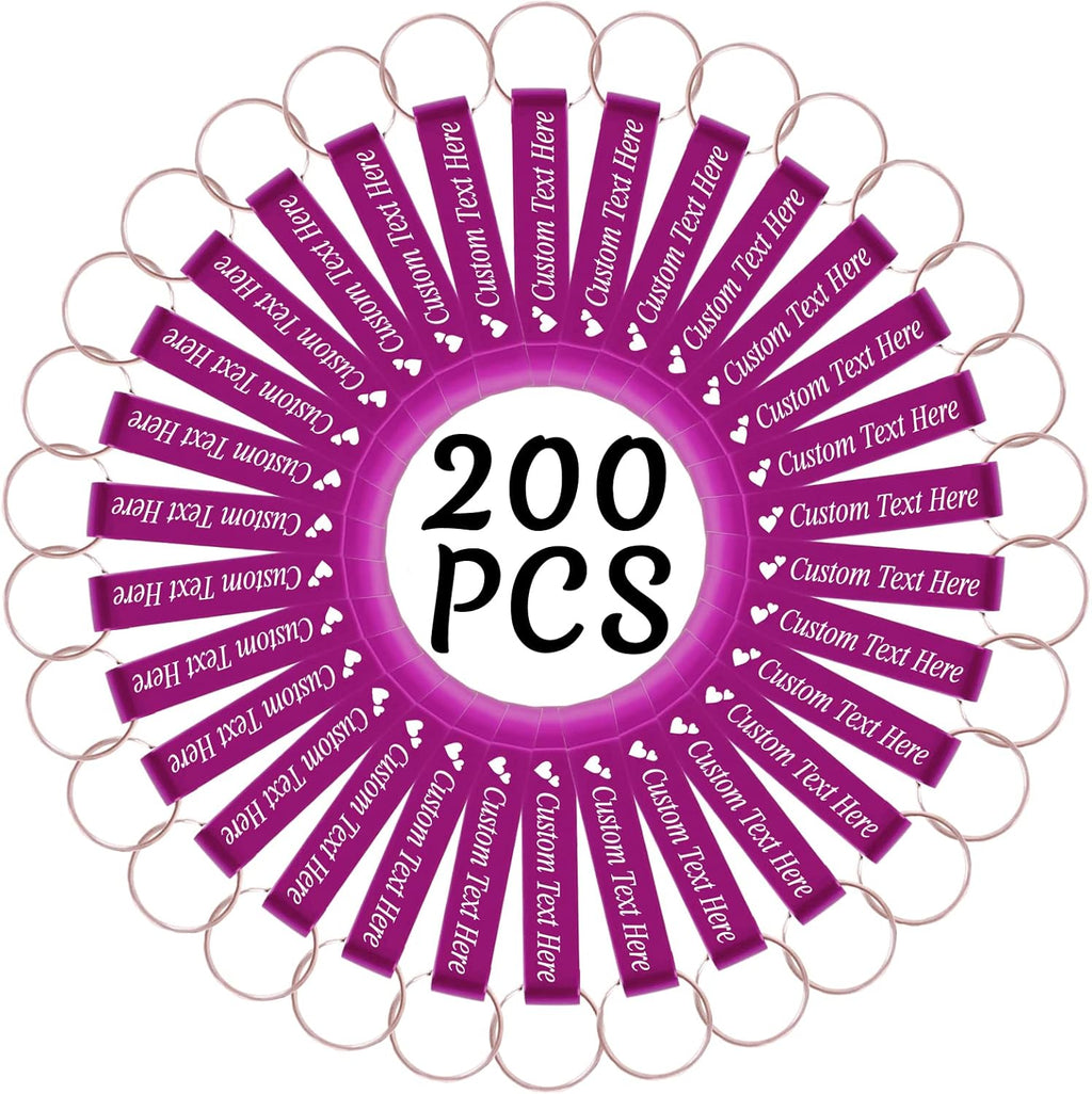 200PCS Personalized Bottle Opener Keychain Bulk Custom Beer Bottle Opener with Logo Text Engraved Wedding Bottle Opener Favors Customized Gifts for Guests Baby Shower Birthday Party-Pink