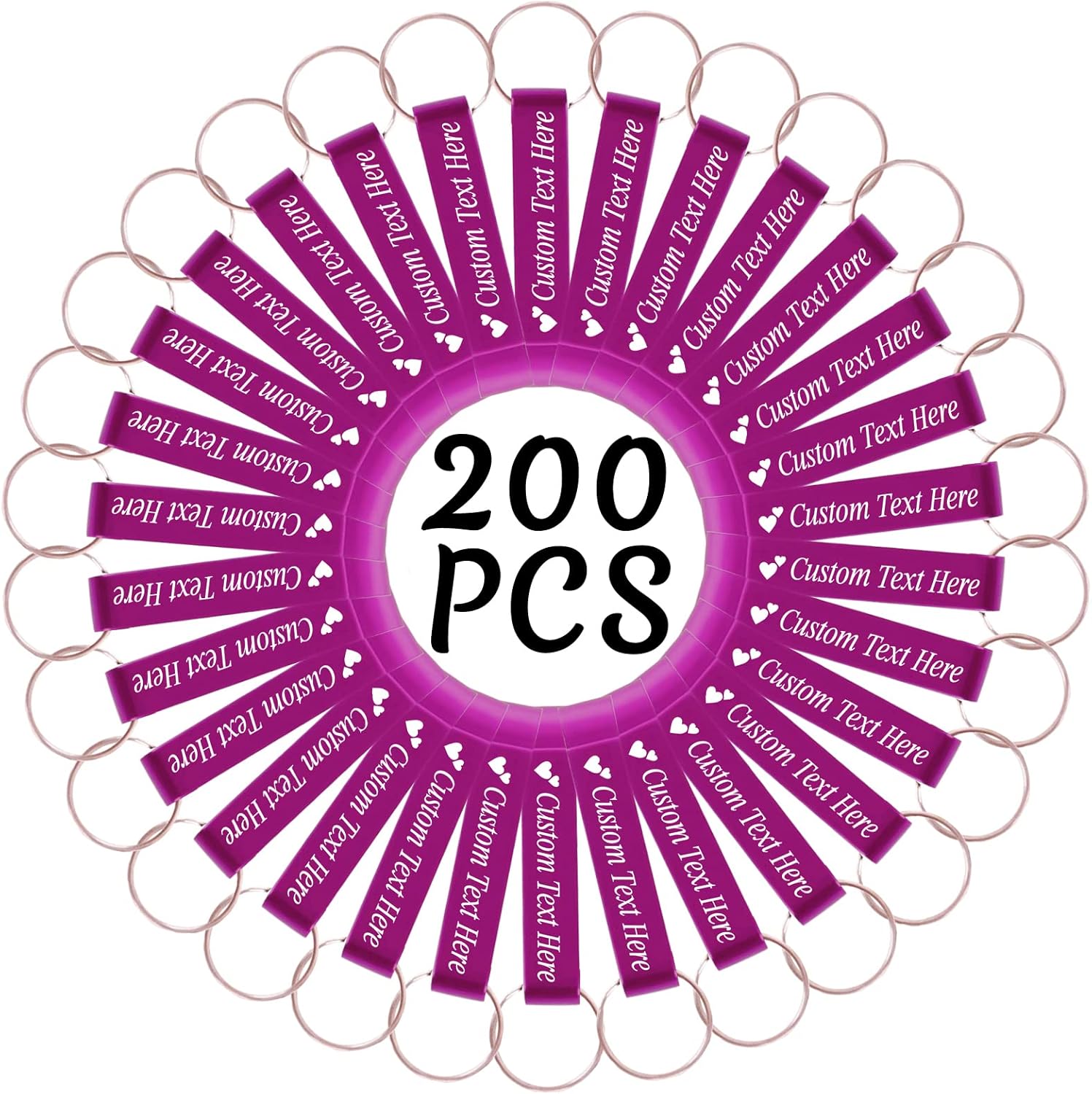 200PCS Personalized Bottle Opener Keychain Bulk Custom Beer Bottle Opener with Logo Text Engraved Wedding Bottle Opener Favors Customized Gifts for Guests Baby Shower Birthday Party-Pink