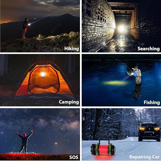 2-Pack Waterproof Rechargeable LED Lantern - 1500LM 6 Modes | 4000mAh Rechargeable Battery | Emergency Backup for Power Outages, Hurricanes, Camping & Outdoor Use | Durable & Portable