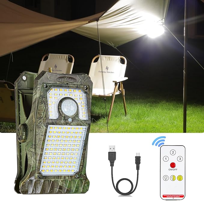 1000LM High Bright Solar Camping Lights, 118LED Solar Powered & USB Rechargeable Camping Essentials, IP68 Waterproof Portable Solar Emergency Lights Outdoor for Tent RV Power Outage