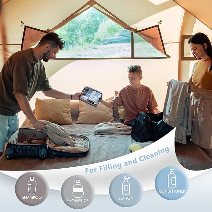 18 Pcs Travel Size Toiletries Set,Leak Proof Squeezable Silicone Travel Bottles for Shampoo and Conditioner,TSA Approved Travel Essentials Accessories,Black Pack