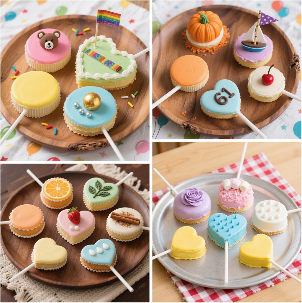 Cake Pop Mold Kit, 2 Pack Cake Pop Cutter and Pusher with 50pcs Cake Pop Sticks, 50pcs Cake Pop Bags, 50pcs Twist Ties, Cake Pop Maker for Cakepops, Lollipop, Candies, Chocolates and Cookies