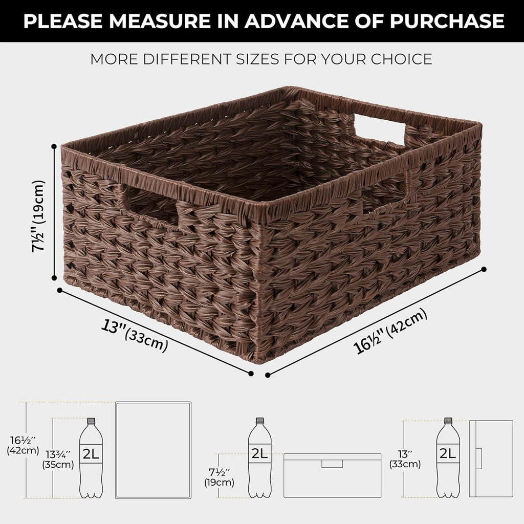 GRANNY SAYS Large Wicker Basket, Decorative Woven Basket for Storage, Waterproof Storage Basket Organizer, Wicker Storage Basket for Organizing, Brown Basket, 1-Pack