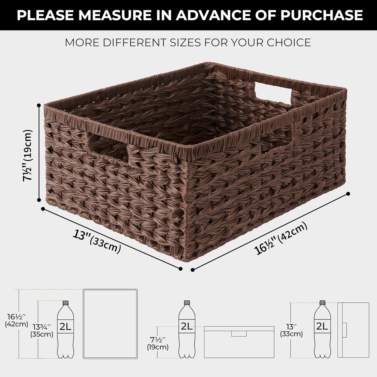 GRANNY SAYS Large Wicker Basket, Decorative Woven Basket for Storage, Waterproof Storage Basket Organizer, Wicker Storage Basket for Organizing, Brown Basket, 1-Pack
