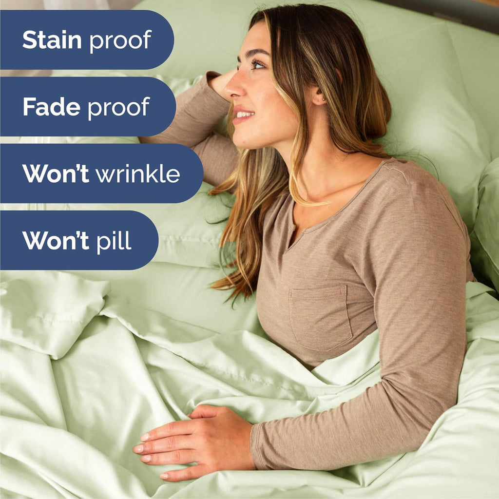 Cal King Size 4 Piece Sheet Set - Comfy Breathable & Cooling Bed Sheets Set - Hotel Luxury Bedding for Women, Men, Kids, Teens, Boys & Girls - Deep Pockets & Wrinkle Free - Oeko-Tex - Light Sage Green