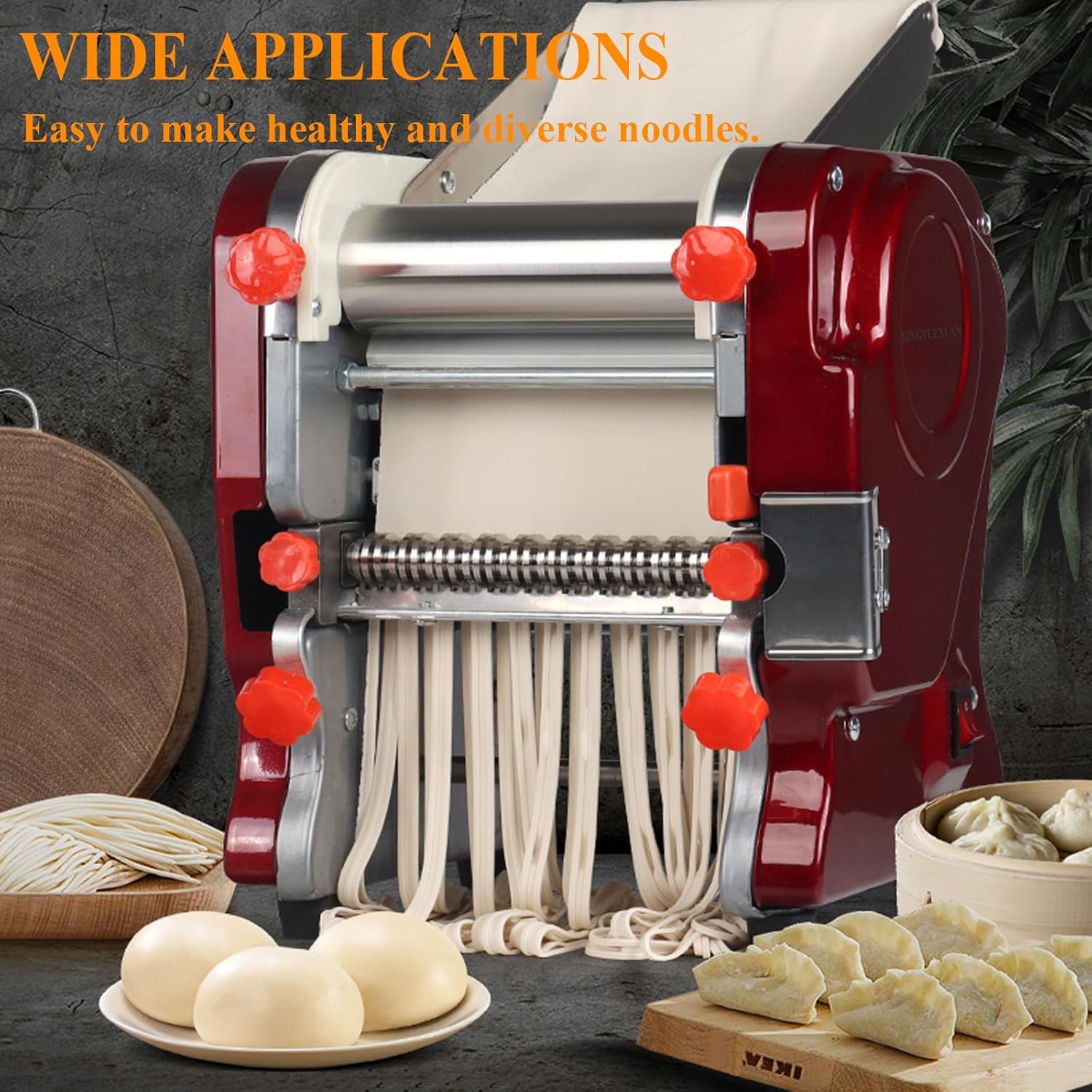 XINGYUEXUAN Electric Pasta Making Machine Commercial Noodle Spaghetti Maker Dough Roller with 2mm/6mm Cutter