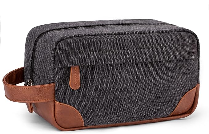 Vorspack Toiletry Bag Hanging Dopp Kit for Men Water Resistant Canvas Shaving Bag with Large Capacity for Travel - Dark Grey