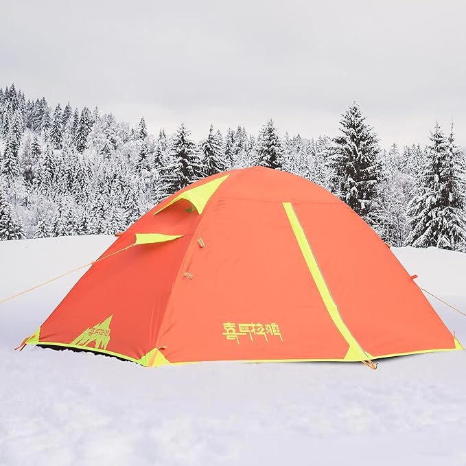 Himalaya 1/2 Person Camping Tent, 4 Season Tent Backpacking Winter Tent Waterproof Windproof Lightweight Portable PU5000 for Outdoor Camping Cold Weather Hiking Mountaineering