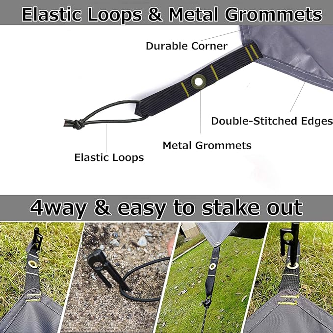Tent Footprint Waterproof PU 3000 Easy Set up Heavy Duty Ultralight Tent Footprint for Camping,Hiking, Backpacking, Hammock, Beach Grey