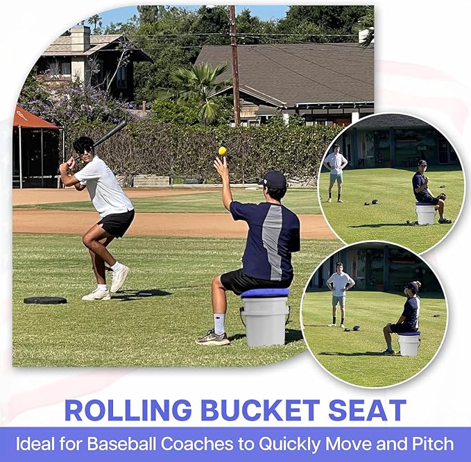 5 Gallon Bucket Seat for Yeti Bucket Only, Swivel Bucket Lid with Padded Top for Cozy Sitting, Bucket Seat Cushion for Outdoor Fishing,Hunting,Gardening,Camping,Car Washing, Baseball Training