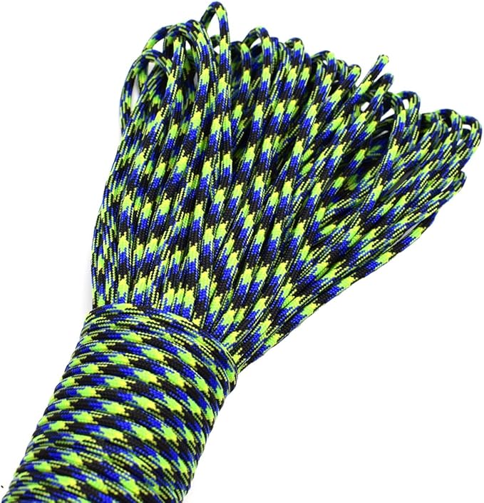 100ft Type III 7 Strand Core Paracord 550 Parachute (55# Blue+Green Camo)