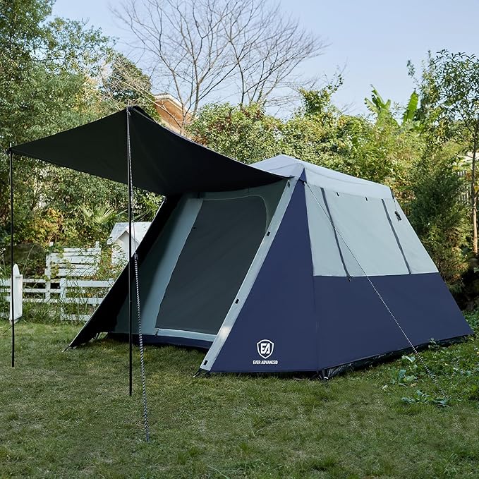 EVER ADVANCED 6 Person Blackout Camping Tent Instant Cabin Tents for Family with Rainfly, 60s Easy Setup, Water-Resistant Orange
