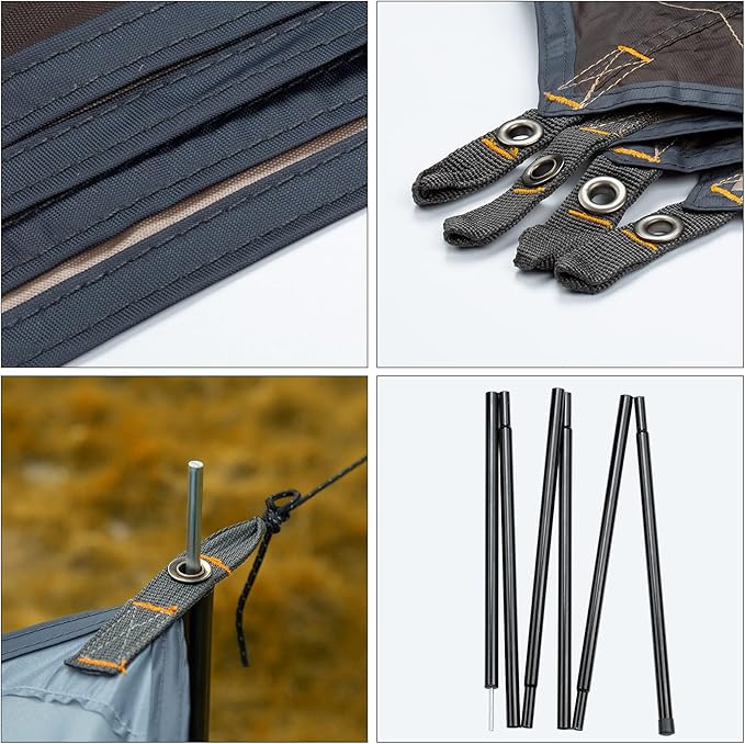 Forceatt 12x14FT Waterproof Camping Tarp with 2 Poles, Sun Shelter for Car, Tent, Hammock in Camping, Hiking, Backpacking, Garden and Traveling